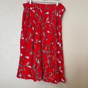 Venezia Red A-Line Skirt with Colorful Nautical Pattern Size 22